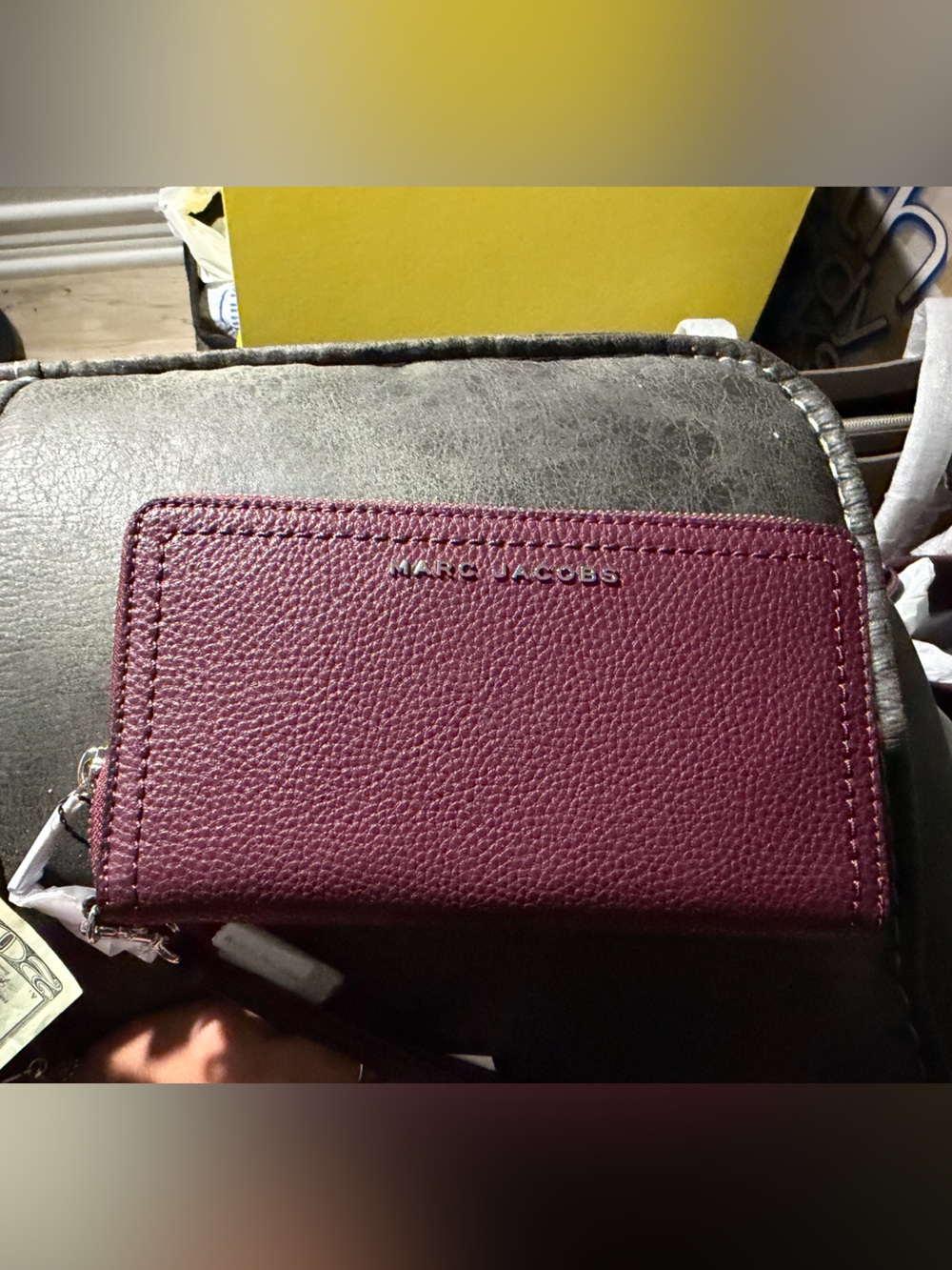 Marc Jacobs Burgundy Leather Zip-Around Phone Wallet